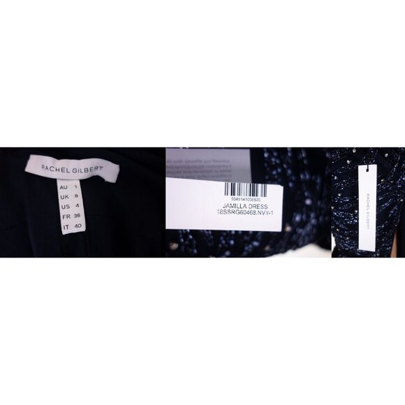 Rachel Gilbert Jamilla Layered Embellished Midi Dress Size 4 Blue $1750 - Picture 7 of 11